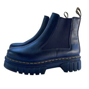 Dr. Marten Audrick Nappa Leather Platform Chelsea Boots Size 10 Black Nappa Lux